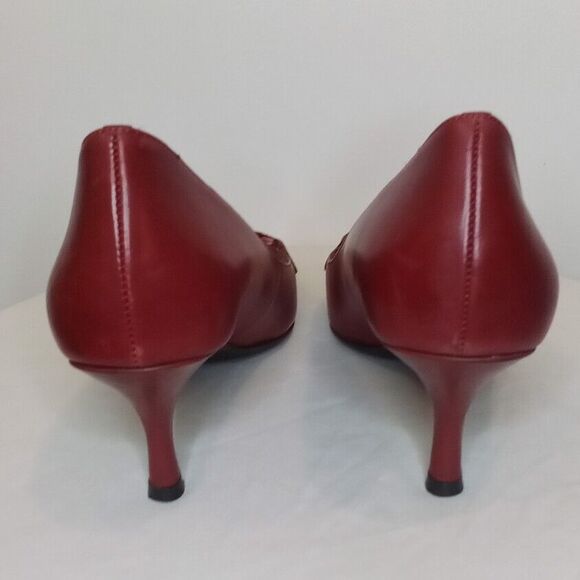 Red Leather Pumps Heels by Circa Joan & David Luxe Series Pointy Toe Size 6.5M - Picture 3 of 14